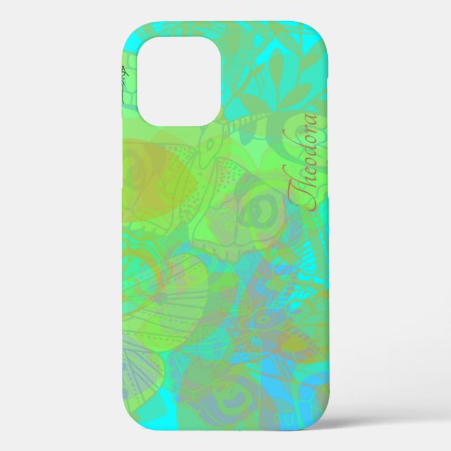 Chic Gold Butterfly Aquamarine Pattern Case-Mate iPhone Case (Back)