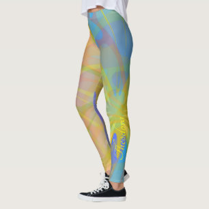 Chic Gold Butterfly Bleu Peach Leggings