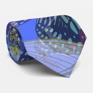 Chic Gold Butterfly Bleu Yellow Pattern Tie