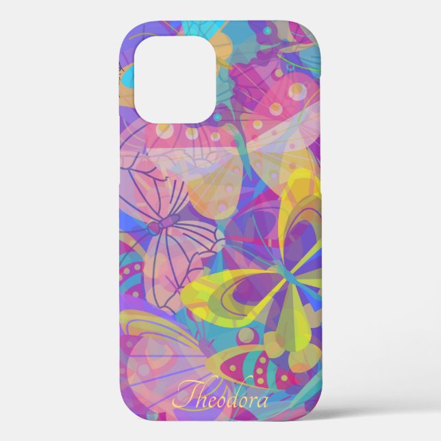 Chic Gold Butterfly Colourful Case-Mate iPhone Case (Back)