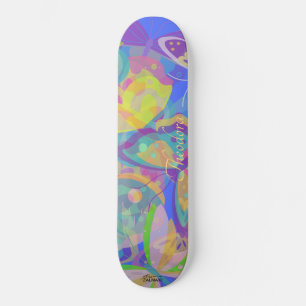 Chic Gold Butterfly Colourful Pattern Skateboard