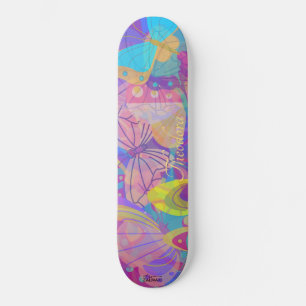 Chic Gold Butterfly Colourful Skateboard