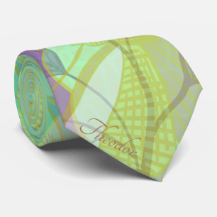 Chic Gold Butterfly Pistachio Violet Background Tie