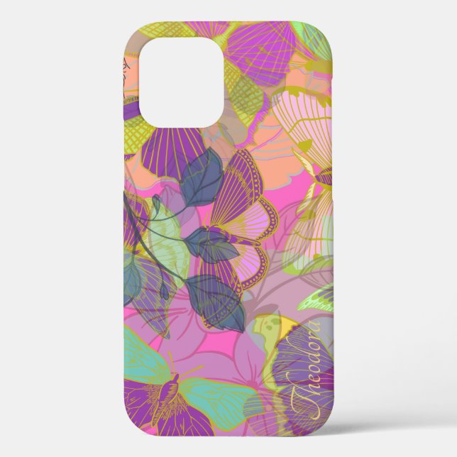 Chic Gold Butterfly Turquoise Violet Case-Mate iPhone Case (Back)