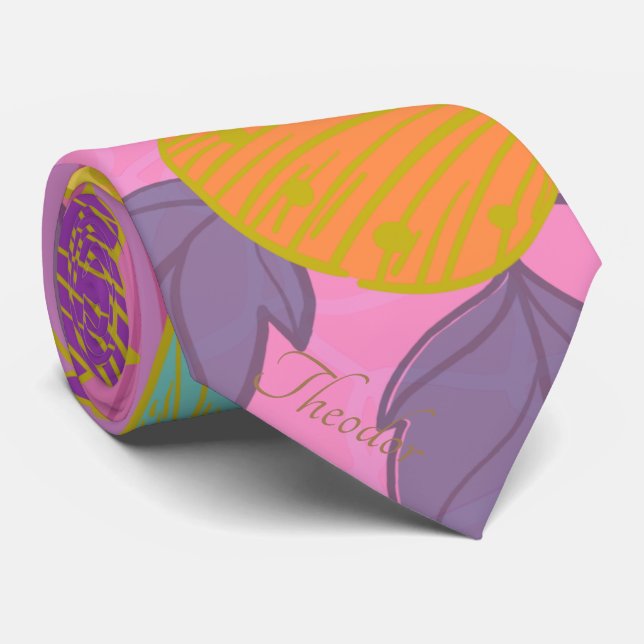 Chic Gold Butterfly Turquoise Violet Tie (Rolled)