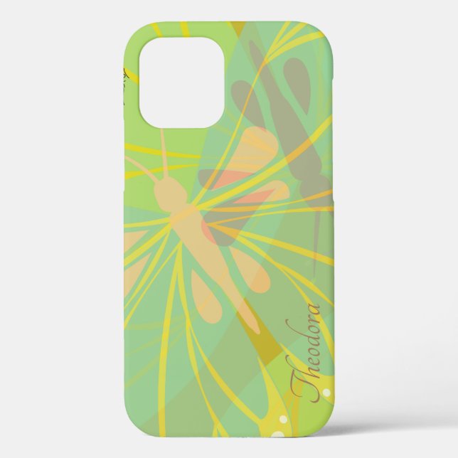 Chic Gold Butterfly Yellow Blue Case-Mate iPhone Case (Back)
