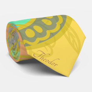 Chic Gold Butterfly Yellow Orange Background Tie