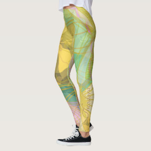 Chic Gold Butterfly Yellow Turquoise Leggings