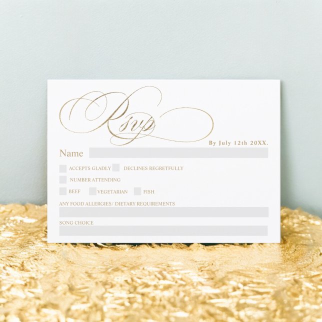 Chic gold calligraphy chic rsvp wedding invitation (Chic gold calligraphy chic rsvp wedding invitation)