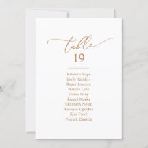 Chic Gold Calligraphy Wedding Seating Chart Cards