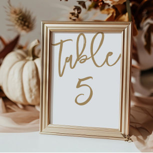 Chic Gold Calligraphy Wedding  Table Number