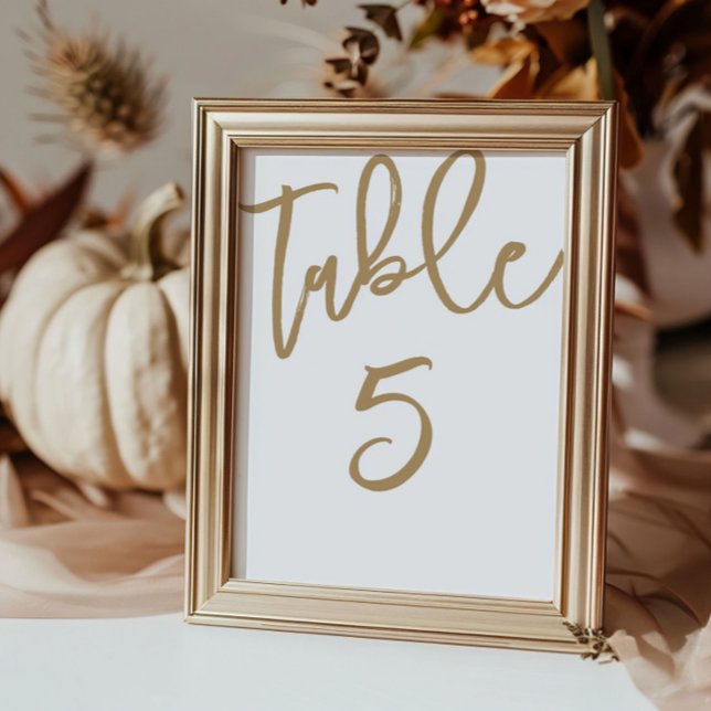 Chic Gold Calligraphy Wedding  Table Number (Creator Uploaded)