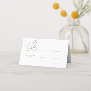 Chic Gold Calligraphy Wedding Table Number Place Card