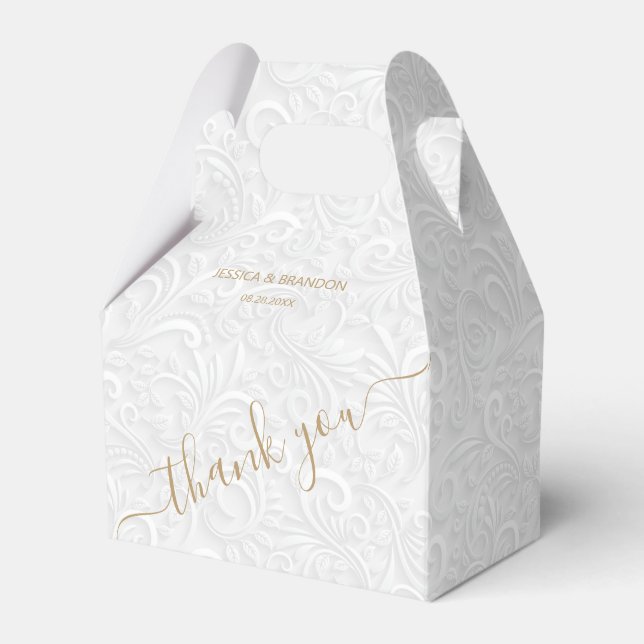 Chic Gold Calligraphy Wedding Thank You Favour Box (Front Side)