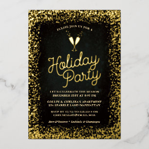 Chic Gold Champagne Glasses Holiday Party