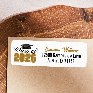 Chic Gold Class of 2026 Graduation Return Address Label