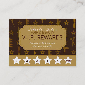 Chic Gold & Coco Brown Salon Loyalty Rewards Card