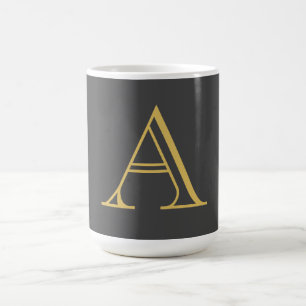 Chic Gold Colour Monogram Professional Calligraphy Coffee Mug