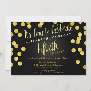 Chic Gold Confetti 50th Birthday Party Invite