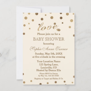 Chic Gold Confetti Love Champagne Baby Shower Invitation