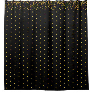 Chic Gold Confetti on Black Shower Curtain
