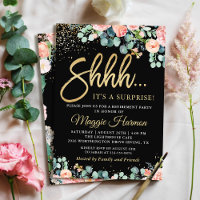 Chic Gold Coral Floral Surprise Retirement Party