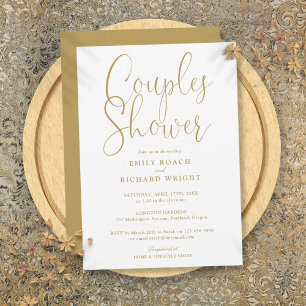 Chic Gold Couples Bridal Wedding Shower Invitation