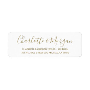 Chic gold custom script modern elegant Wedding Return Address Label
