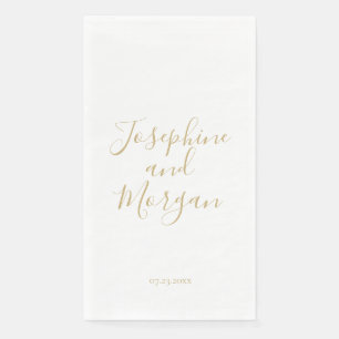 Chic gold custom script names date elegant wedding napkin