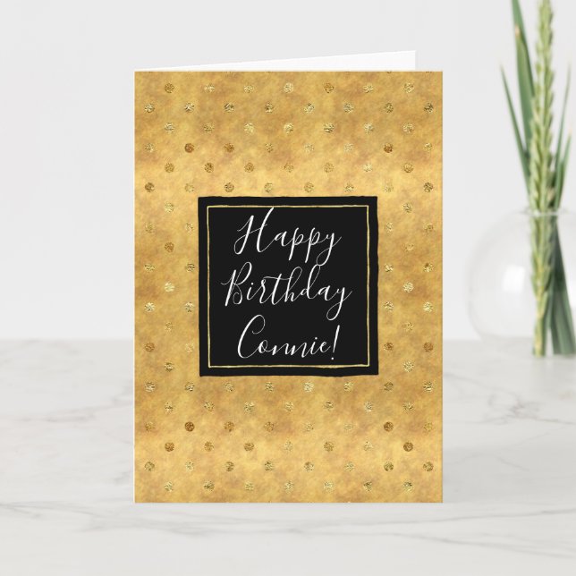 Chic Gold Dots Birthday Card (Front)