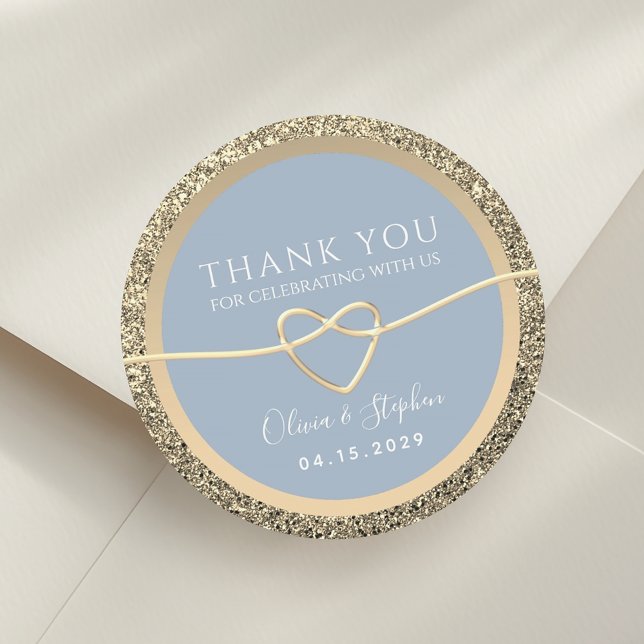 Chic Gold Dusty Blue Wedding Stickers for Favours (Creator Uploaded)