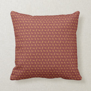 Chic Gold-effect Horse Pattern on Deep Red Cushion