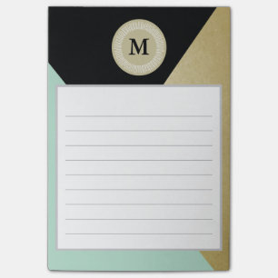 Chic Gold Effect Monogram Post It Notes