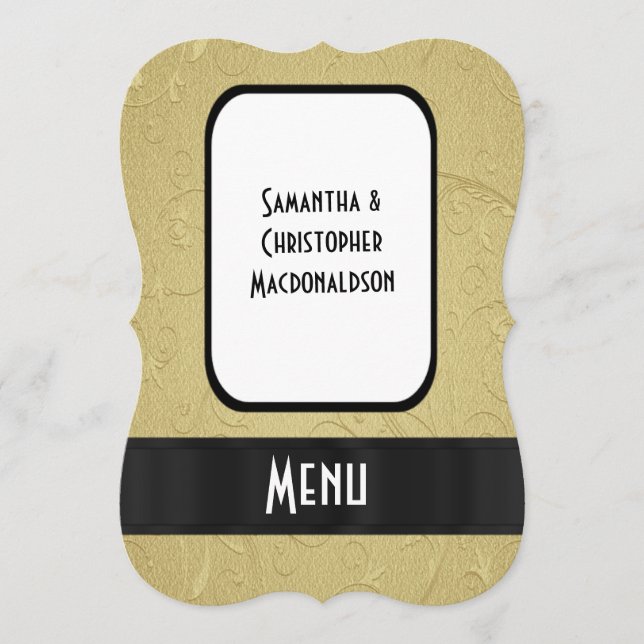Chic gold elegant formal wedding menu (Front)