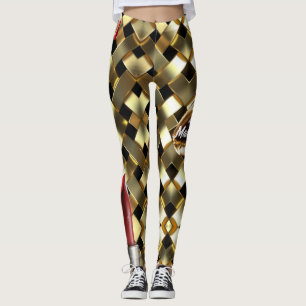 Chic Gold Elegant Lips Girly 2022 bday Custom Leggings