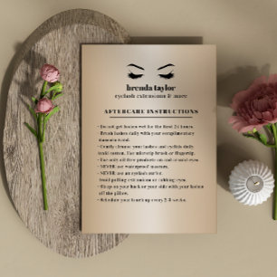 Chic Gold Eyelash Browbar Aftercare Instructions Business Card