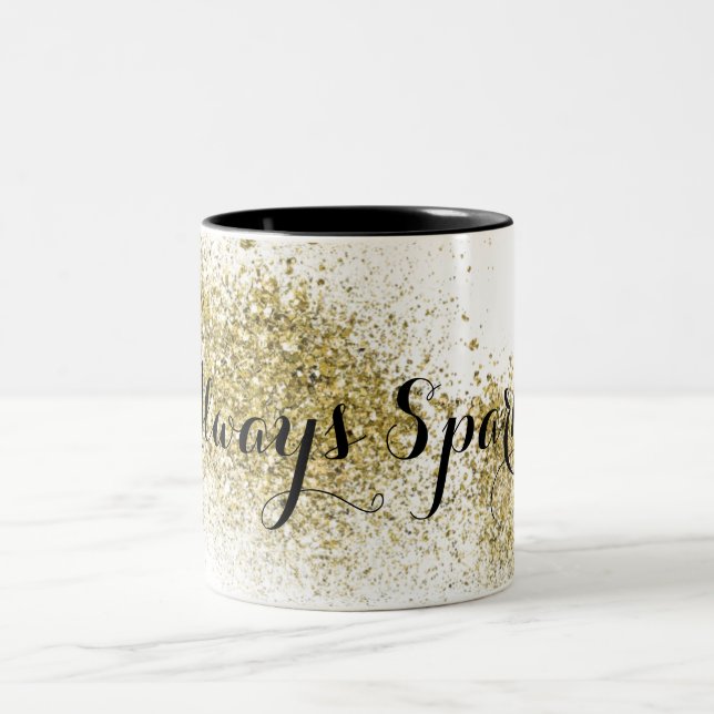 Chic Gold Faux Glitter Sparkle Two-Tone Coffee Mug (Center)