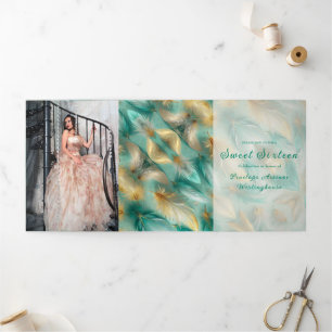 Chic Gold Feathers Sweet 16 Party Invitation