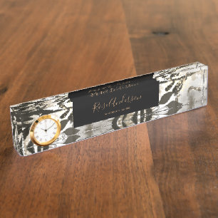 Chic Gold Floral Typography Nameplate