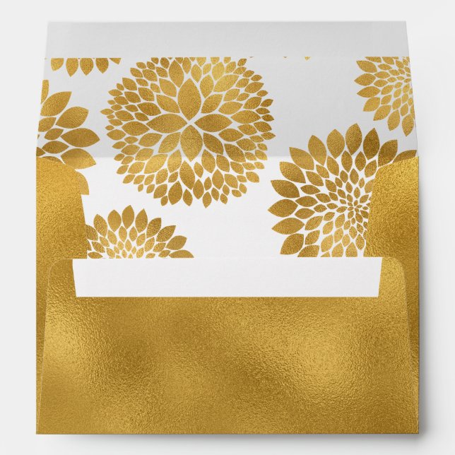Chic Gold Flowers Envelope (Back (Bottom))