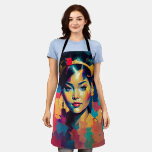 Chic Gold Foil Colourful Women Impasto Oil Paintin Apron