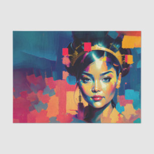 Chic Gold Foil Colourful Women Impasto Oil Paintin Tissue Paper