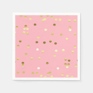 Chic Gold Foil Confetti Light Pink Napkin