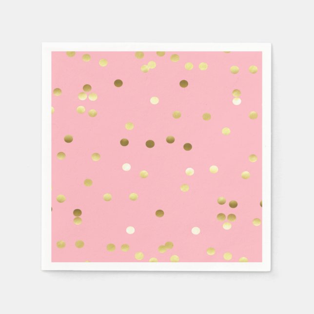 Chic Gold Foil Confetti Light Pink Napkin (Front)