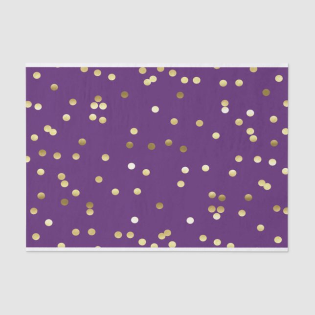 Chic Gold Foil Confetti Purple Tissue Paper (Front)