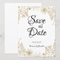 Chic Gold Foil Floral Save The Date
