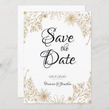 Chic Gold Foil Floral Save The Date