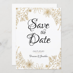 Chic Gold Foil Floral Save The Date Invitation