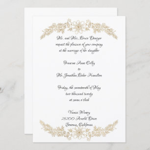 Chic Gold Foil Floral Wedding Invitation