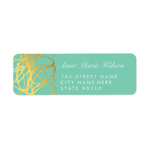 Chic Gold Foil Mint Lines Address Labels